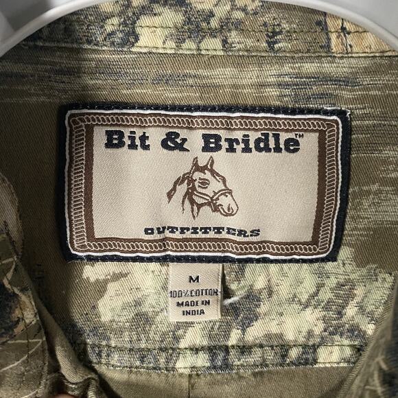 Bit & Bridle Deer Hunting Button Down Short Sleeve Shirt Mens Medium - Picture 4 of 7